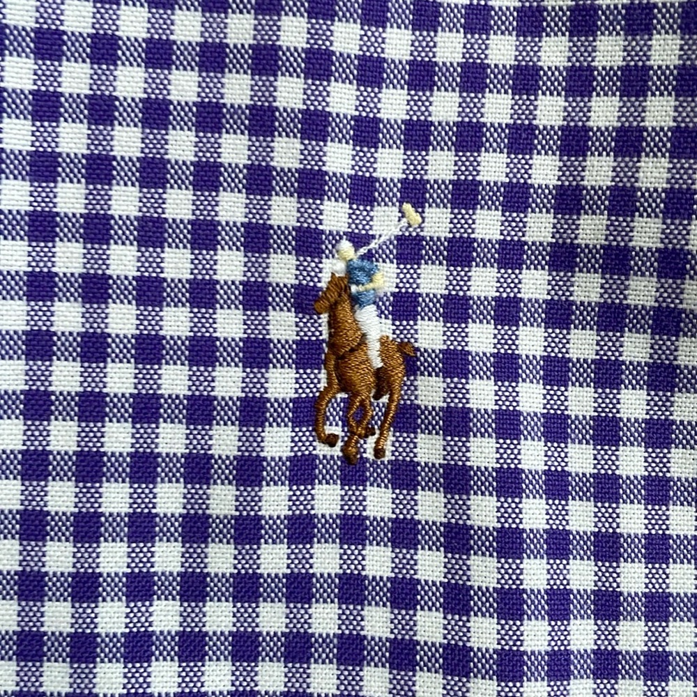Ralph Lauren purple and white checked button down oxford shirt size M